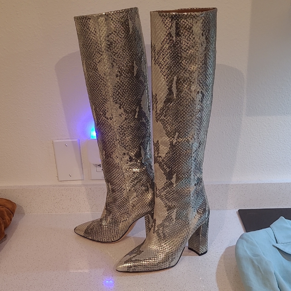 Vero Cuoio Metallic Snakeskin Heeled Boots